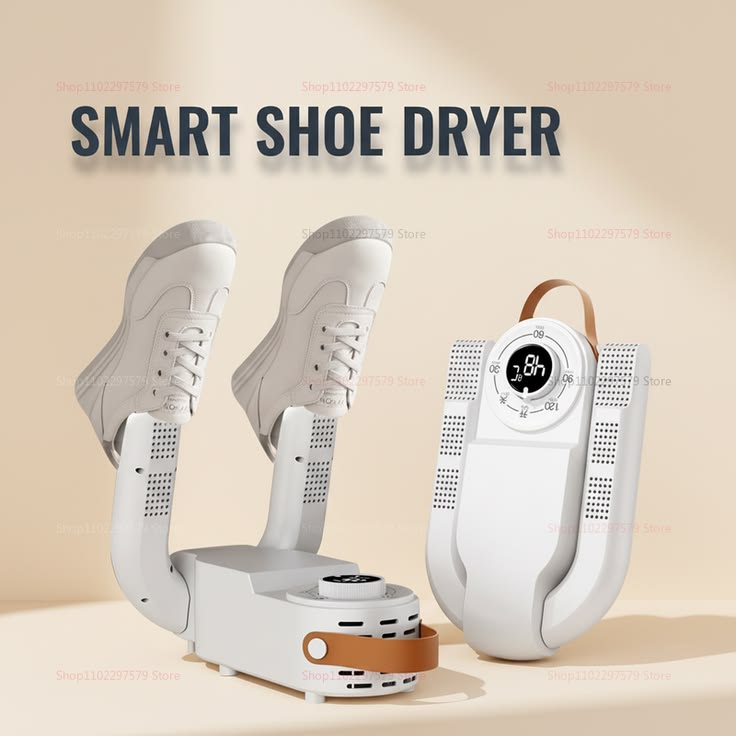 Electric shoe dryer with a timer and temperature control.