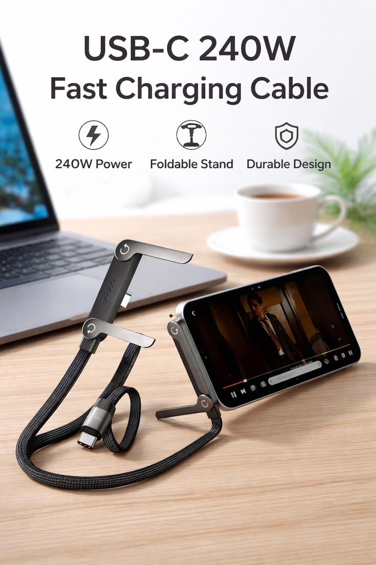 2 IN 1 INVISIBLE HOLDER CHARGER CABLE   240   USB TO C FAST CHARGING CABLE